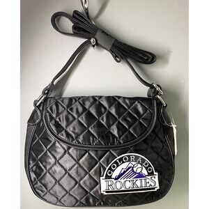 COLORADO ROCKIES MLB ProFanity‎ Black Quilted Purse Crossbody Shoulder Bag NWT